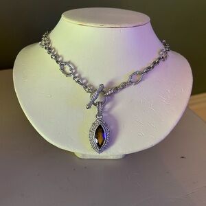 Judith Ripka Stunning Sterling Silver Necklace and Pendant